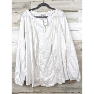 Cato Womens 22 24 Plus White Lace Long Sleeve Boho Blouse Casual NEW Top